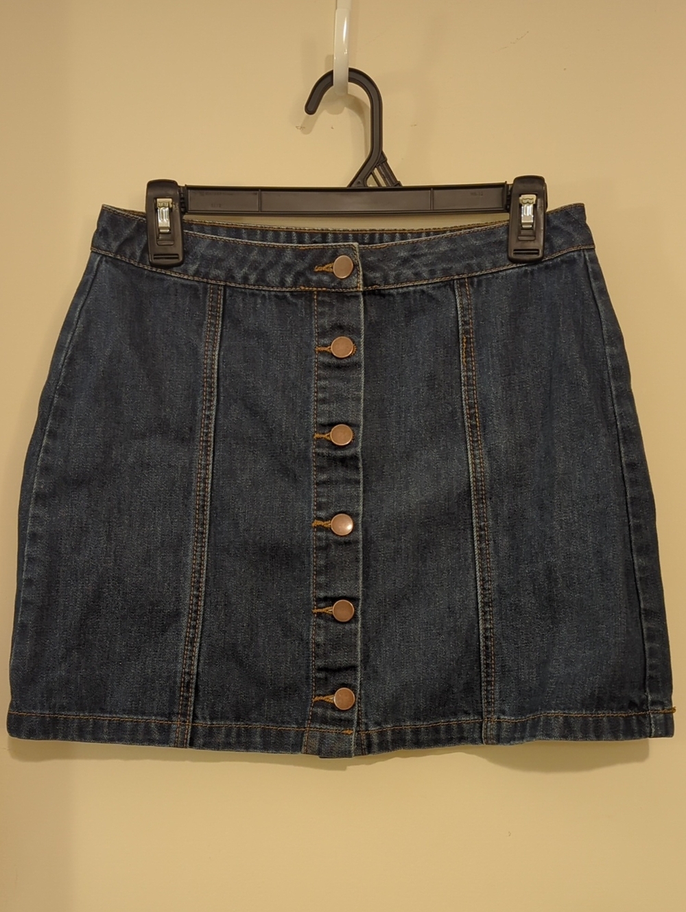Forever 21 Dark Blue Button-Front Denim Mini Skirt